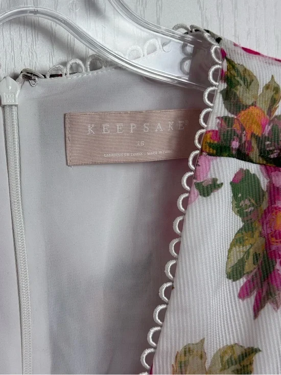 Keepsake Oblivion Tiered Mini Dress Size XS White Pink Floral - Picture 12 of 15